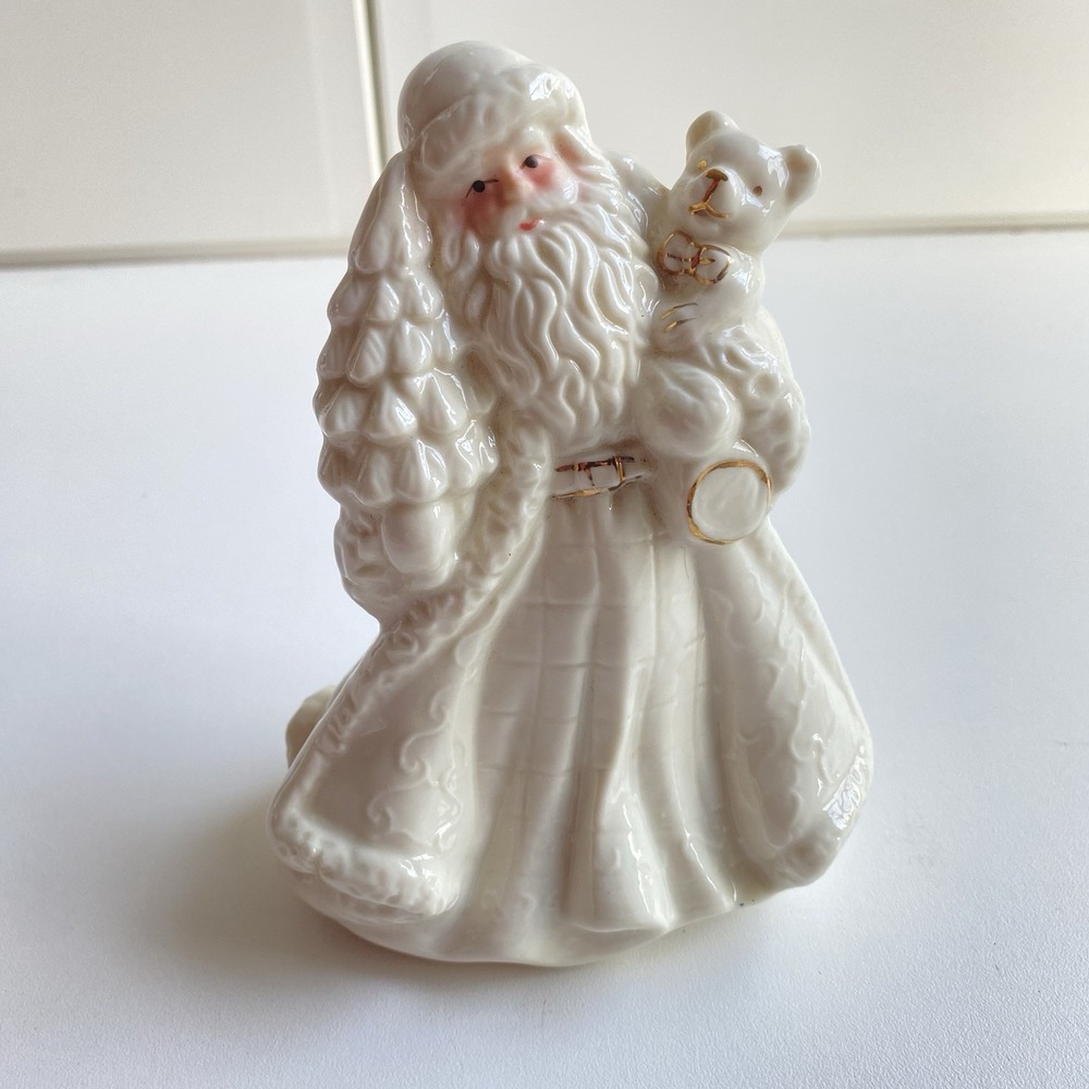 K's Collection White Santa Tree Bear Collection Figurine 6.5in White & Gold‎